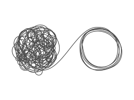 A chaotic mess of string leading to an ordered circle of string. Credit: https://www.istockphoto.com/au/portfolio/egudinka