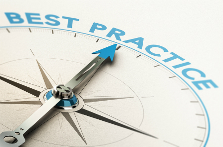 compass with arrow pointing toward best practice