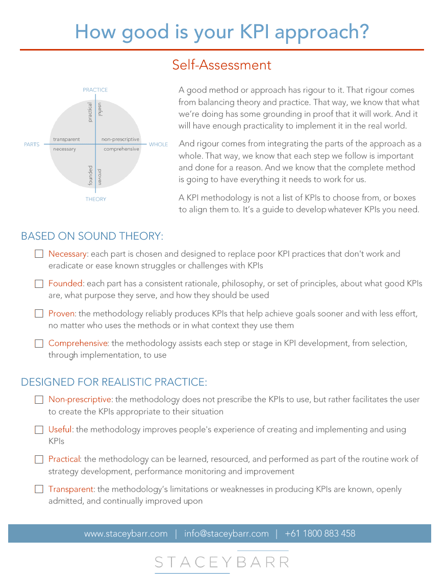 A KPI Approach Self-Assessment - Stacey Barr  Performance Measure