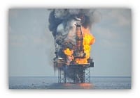 burning oil platform